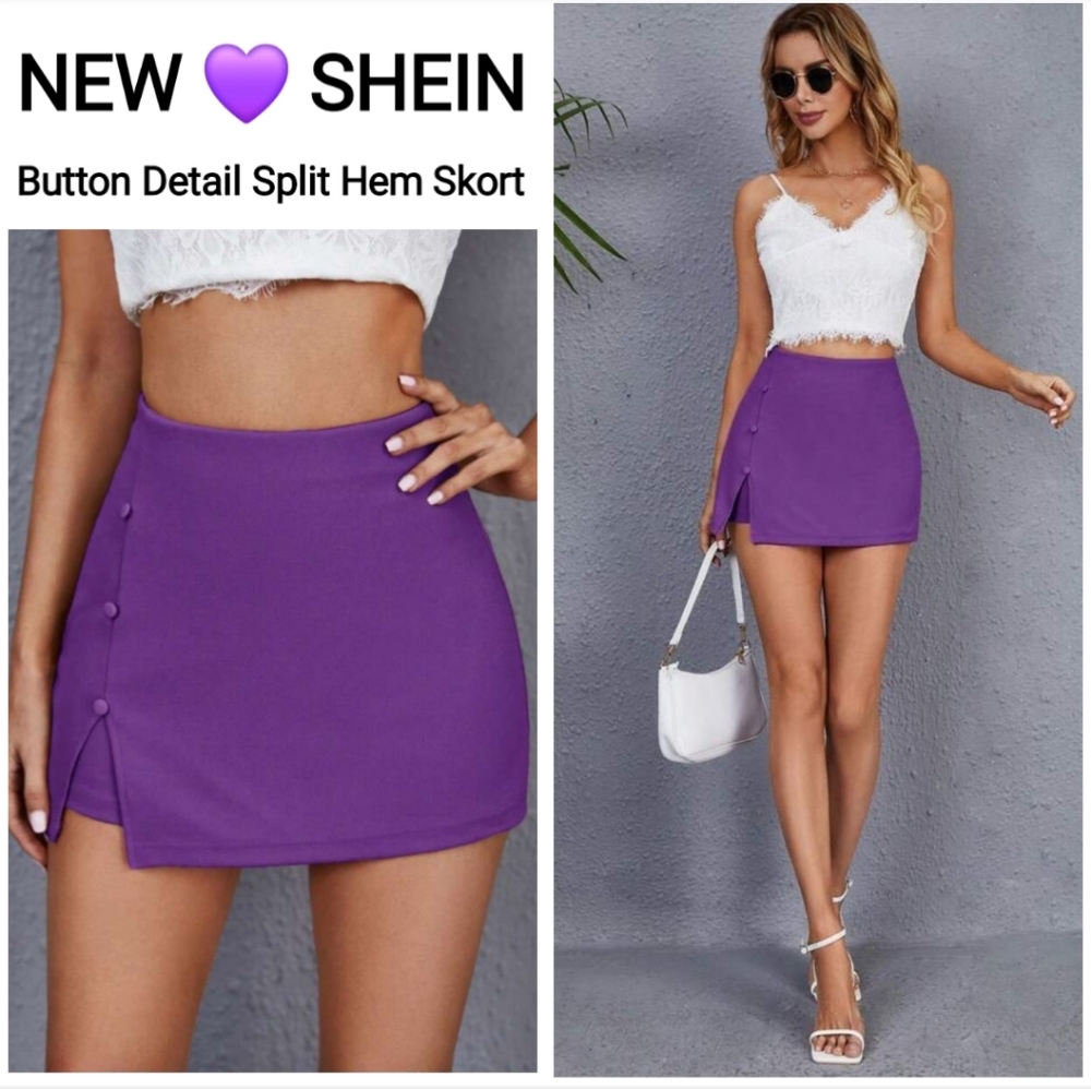 SHEIN 💜 Chic Purple Skort with Button Accents Size L